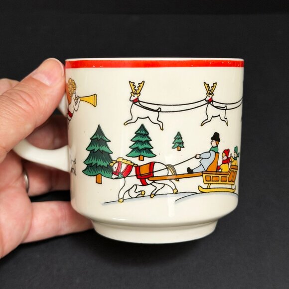 Set of 6 Vintage 1980s Jamestown China Coffee Mugs: The Joy of Christmas 1987 - Picture 6 of 8